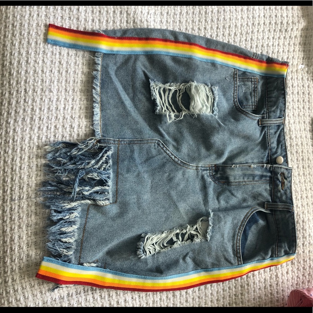 Distressed Denim Skirt NEW
